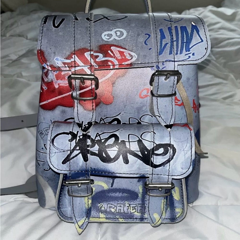 Urban Graffiti Backpack with Buckles